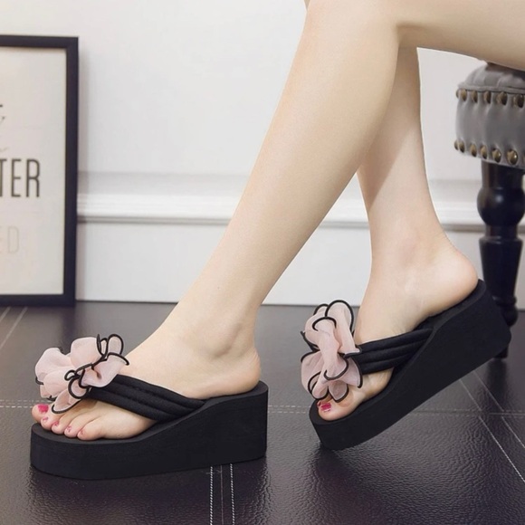 Women Bow Decor Flip Flops, Stretch Fabric Fashion Flip-Flops - Picture 2 of 5